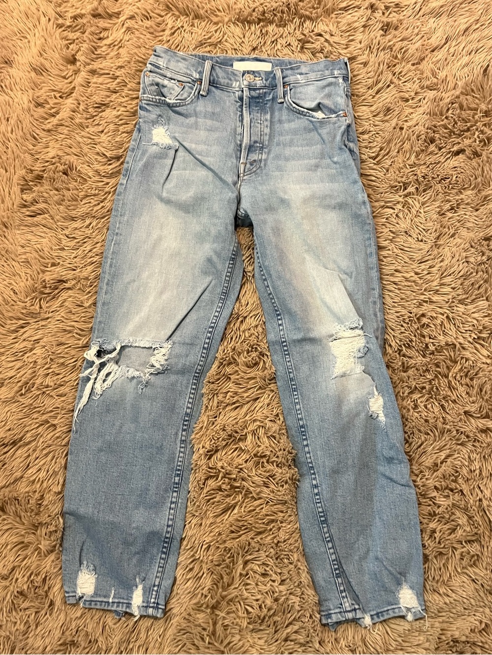 MOTHER Jeans 27 Tomcat Light Wash Distressed Jeans
